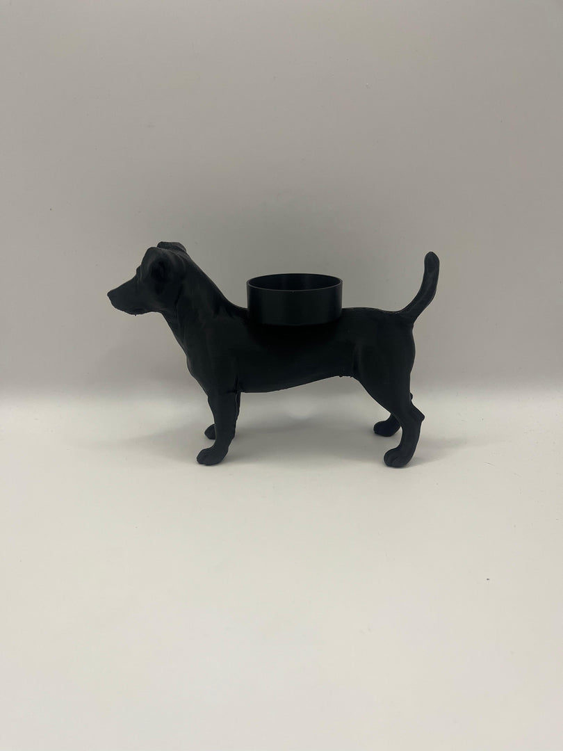 Jack Russell waxinelichthouder – 3D-geprint hondje in Zwart, Bruin of Wit – sfeervolle honden decoratie