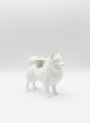 Keeshond waxinelichthouder wit van Hunoba Creative