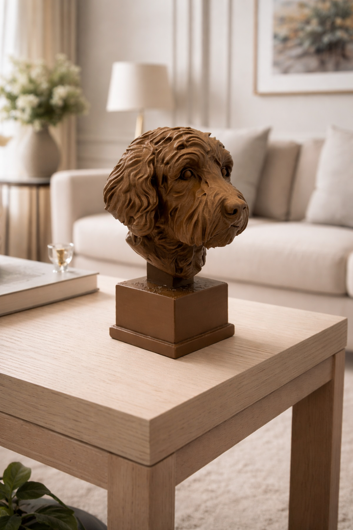 3D-geprint Labradoodle Beeld op Sokkel – 150mm | Hunoba Creative