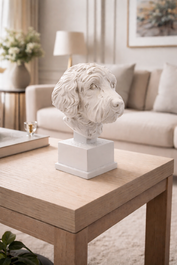 3D-geprint Labradoodle Beeld op Sokkel – 150mm | Hunoba Creative