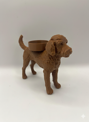 Waxinelichthouder Labradoodle – 3D-Geprint Hond Beeldje – Zwart | Wit | Bruin