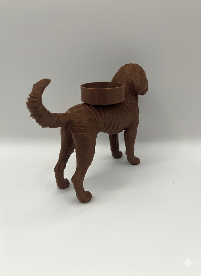 Waxinelichthouder Labradoodle – 3D-Geprint Hond Beeldje – Zwart | Wit | Bruin