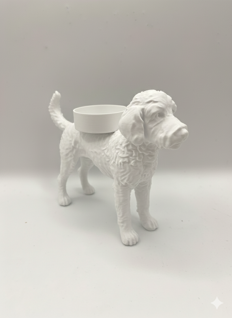 Waxinelichthouder Labradoodle – 3D-Geprint Hond Beeldje – Zwart | Wit | Bruin