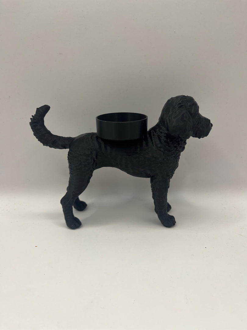 Waxinelichthouder Labradoodle – 3D-Geprint Hond Beeldje – Zwart | Wit | Bruin