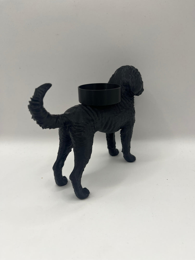 Waxinelichthouder Labradoodle – 3D-Geprint Hond Beeldje – Zwart | Wit | Bruin