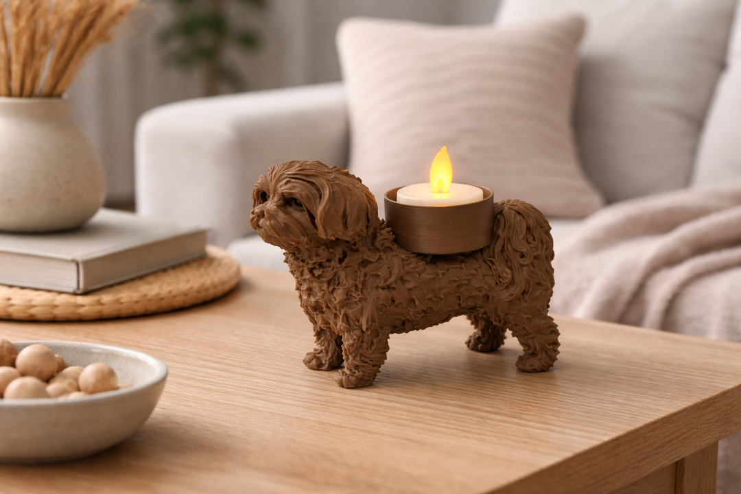 Malteser Waxinelichthouder – Decoratief Hondenbeeld | Hunoba Creative