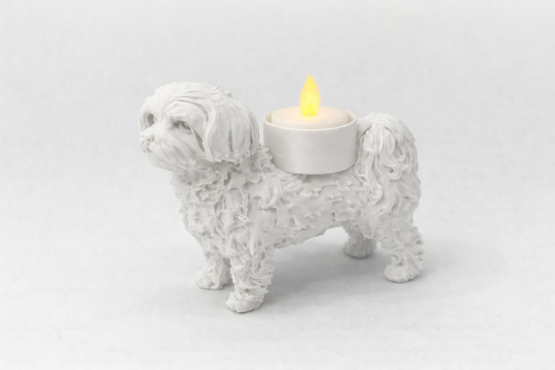 Malteser Waxinelichthouder – Decoratief Hondenbeeld | Hunoba Creative