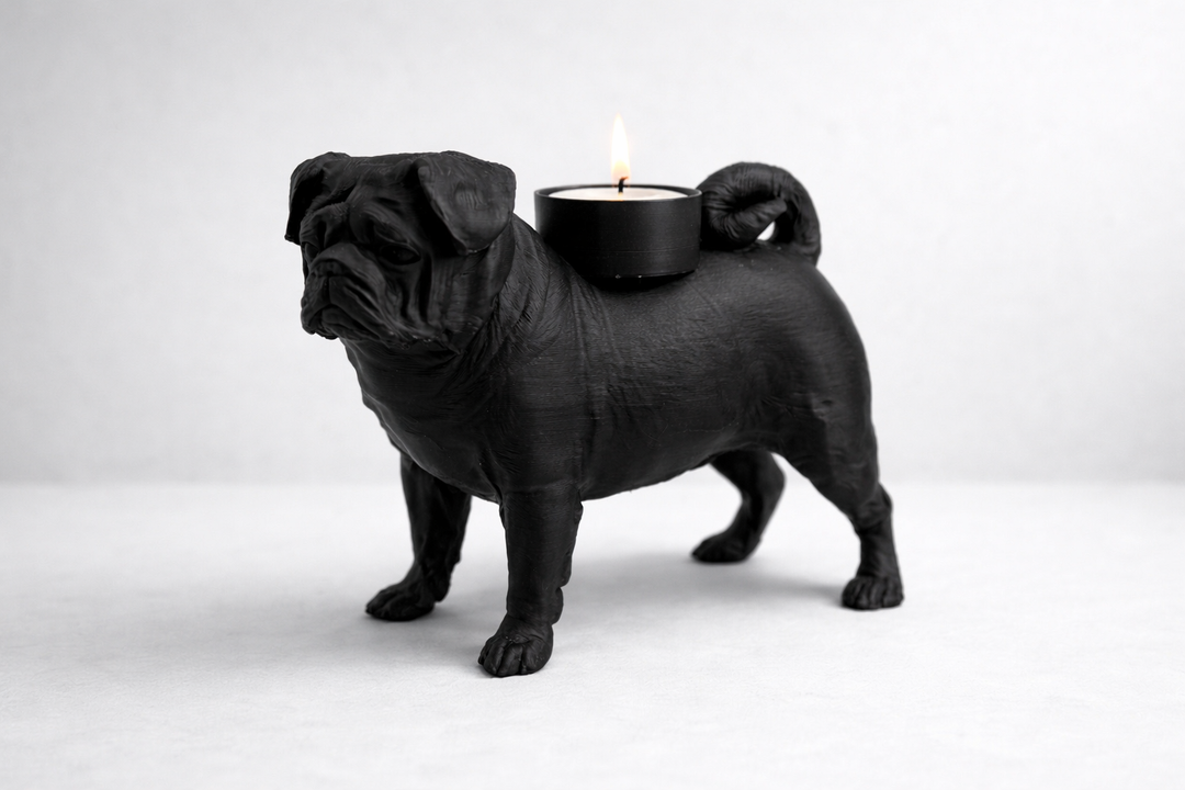 Mopshond waxinelichthouder – charmant sfeervol hondenfiguur | 3D geprint