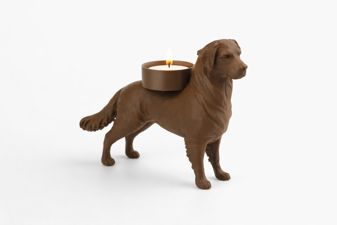 Nova Scotia Duck Tolling Retriever waxinelichthouder – energieke hondenfiguur met sfeervol LED-licht | 3D geprint
