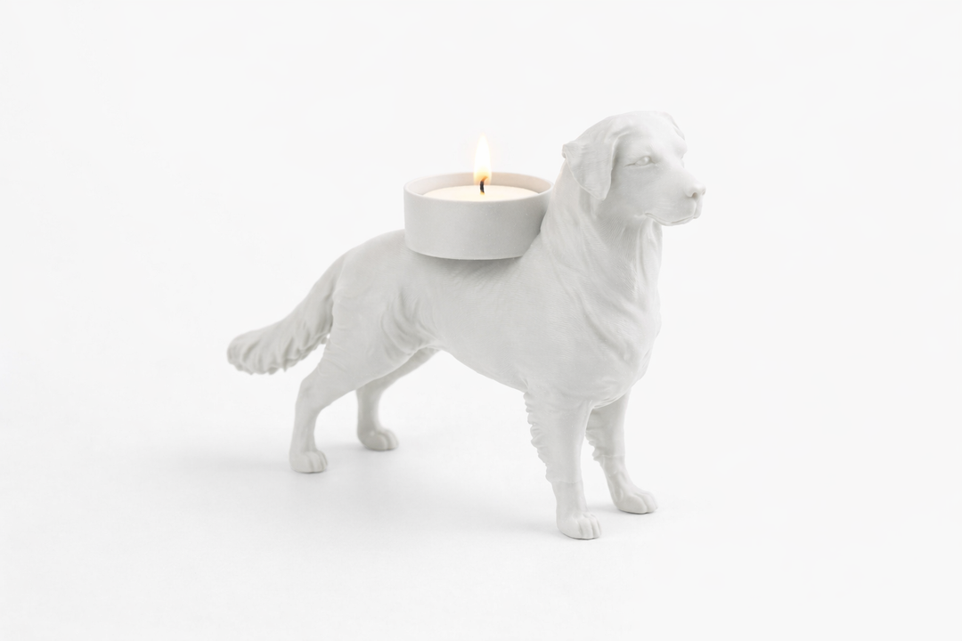 Nova Scotia Duck Tolling Retriever waxinelichthouder – energieke hondenfiguur met sfeervol LED-licht | 3D geprint