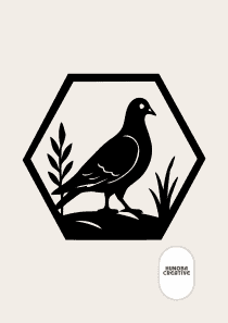 Wanddecoratie Duif – Silhouet in Hexagon Frame – PLA – Zwart | Antraciet | Grijs | Wit – 175×151 mm