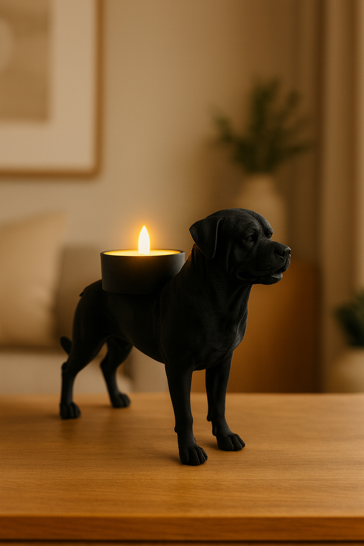 Rottweiler-Teelichthalter – coole Hunde-Dekoration in Schwarz, Braun oder Weiß