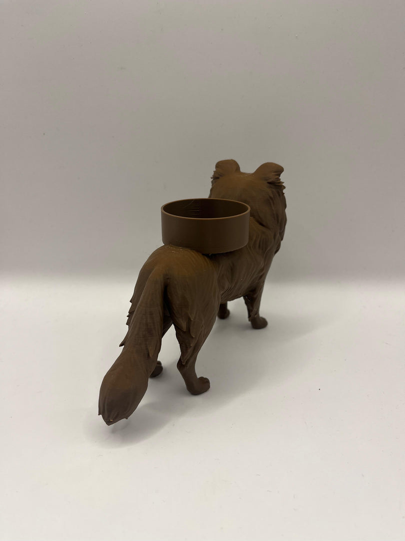 Waxinelichthouder Shetland Sheepdog (Sheltie) – 3D-Geprint Hond Beeldje – Zwart | Wit | Bruin