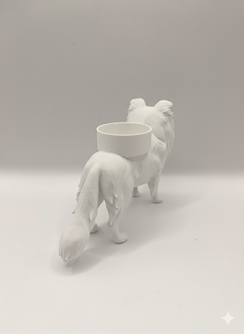 Waxinelichthouder Shetland Sheepdog (Sheltie) – 3D-Geprint Hond Beeldje – Zwart | Wit | Bruin