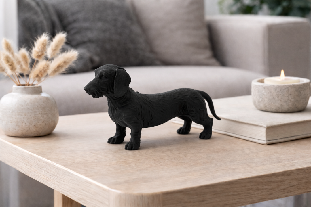 Ruwharige Teckel Hondenbeeld – Decoratief Beeldje | Hunoba Creative