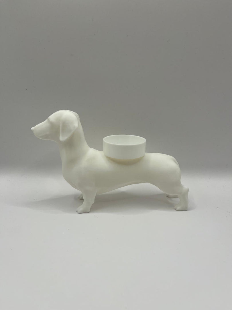 Teckel Waxinelichthouder – Moderne Honden Kaarshouder in Zwart, Wit & Bruin | Sfeervolle Woondecoratie