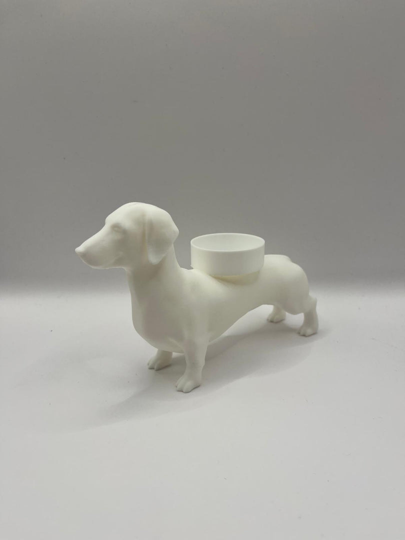 Teckel Waxinelichthouder – Moderne Honden Kaarshouder in Zwart, Wit & Bruin | Sfeervolle Woondecoratie