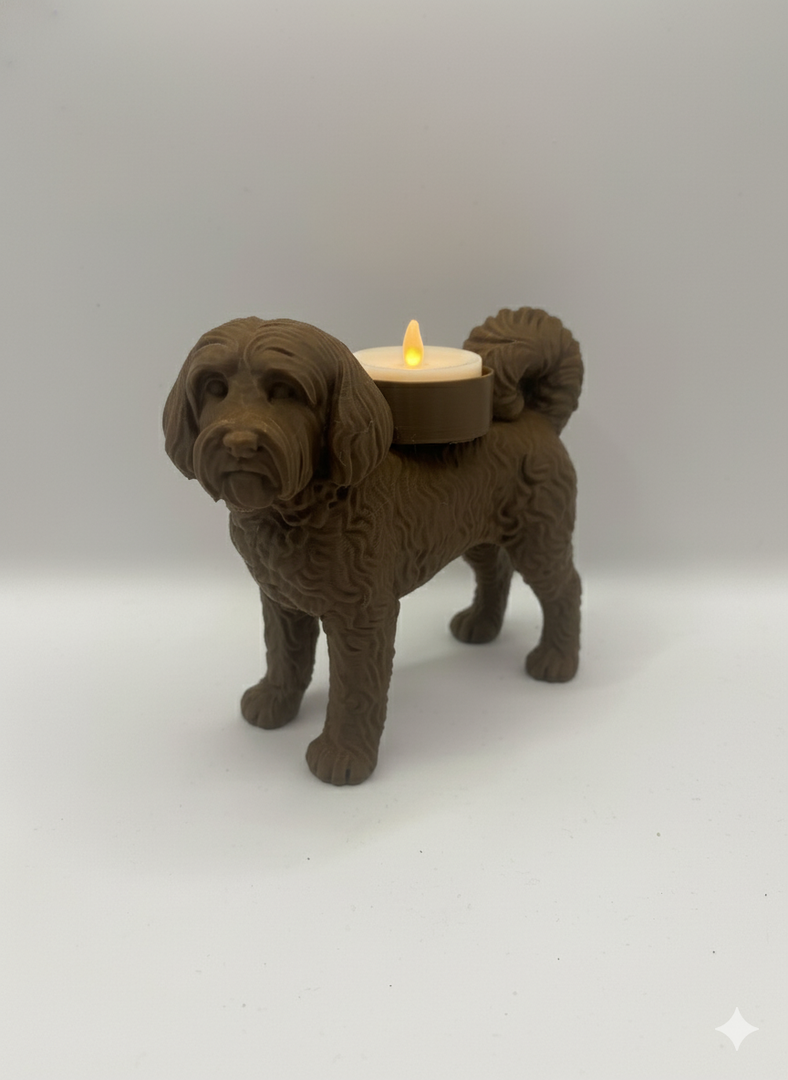 Teelichthalter mit Tibet-Terrier-Motiv – dekorative Hundekerze für Atmosphäre und Wärme
