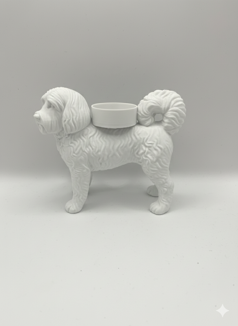 Teelichthalter mit Tibet-Terrier-Motiv – dekorative Hundekerze für Atmosphäre und Wärme
