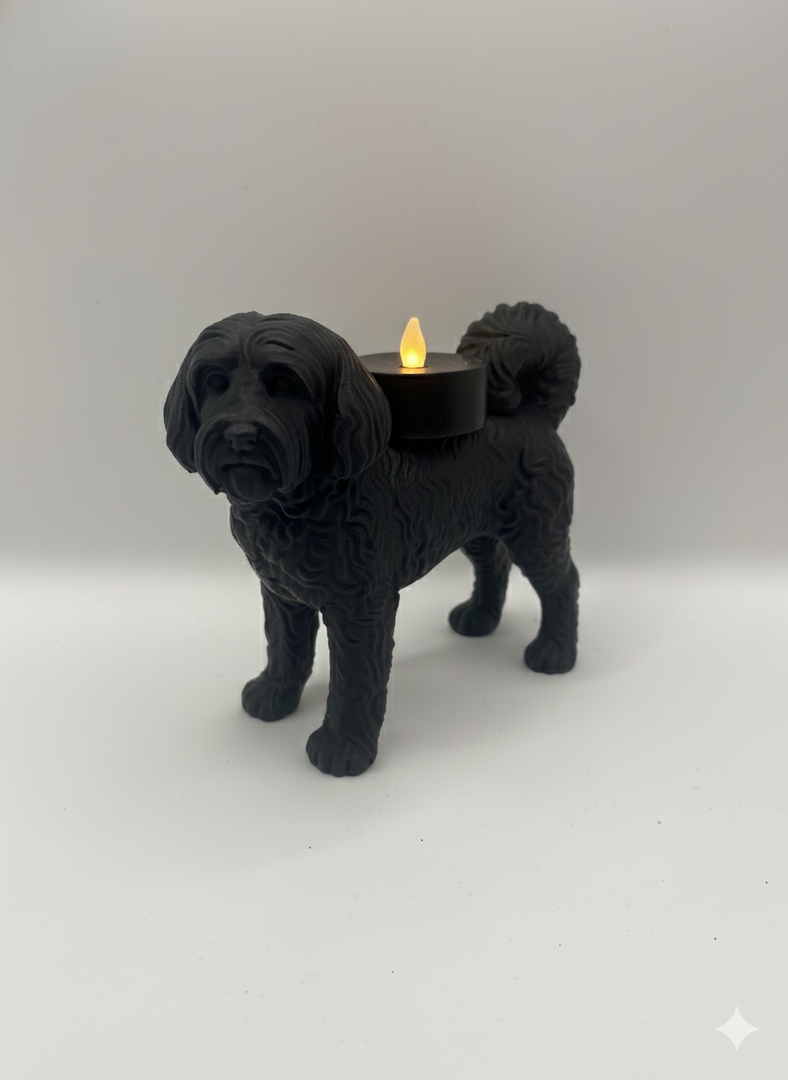 Teelichthalter mit Tibet-Terrier-Motiv – dekorative Hundekerze für Atmosphäre und Wärme