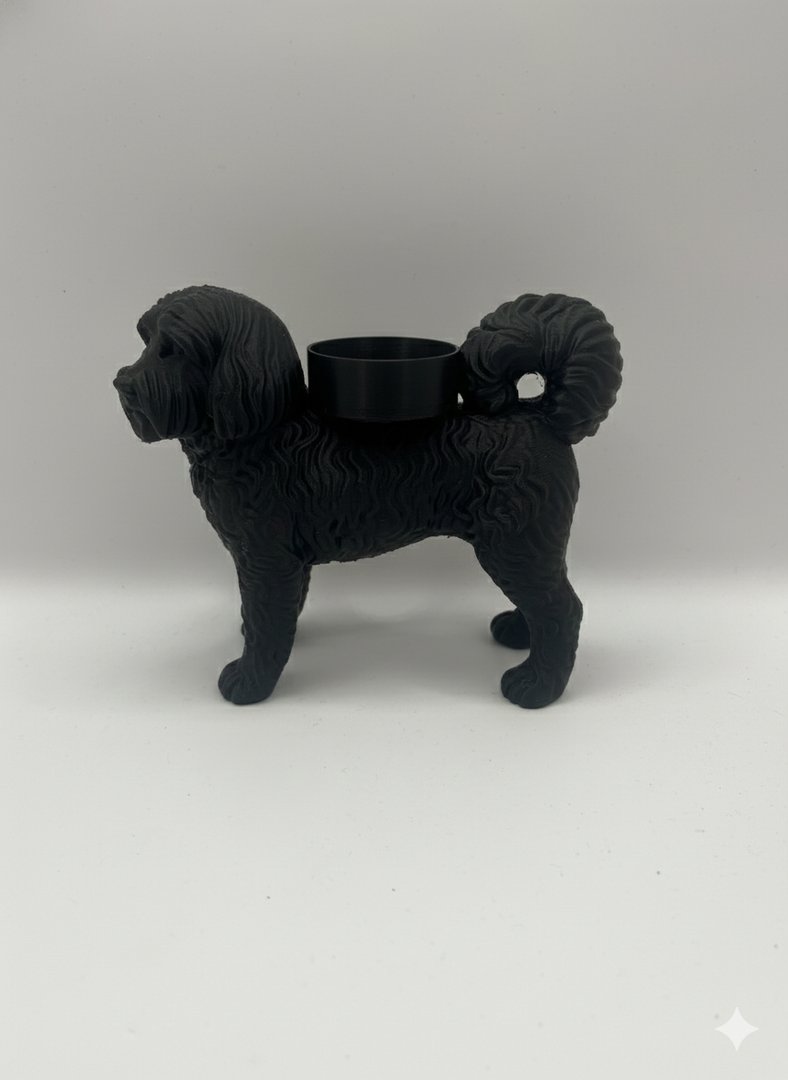 Teelichthalter mit Tibet-Terrier-Motiv – dekorative Hundekerze für Atmosphäre und Wärme