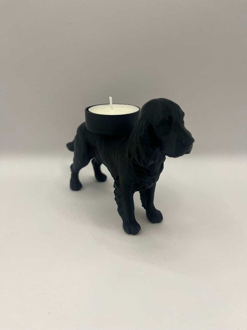 Waxinelichthouder hond in zwart PLA met theelichtje – waxinelichthouder hond