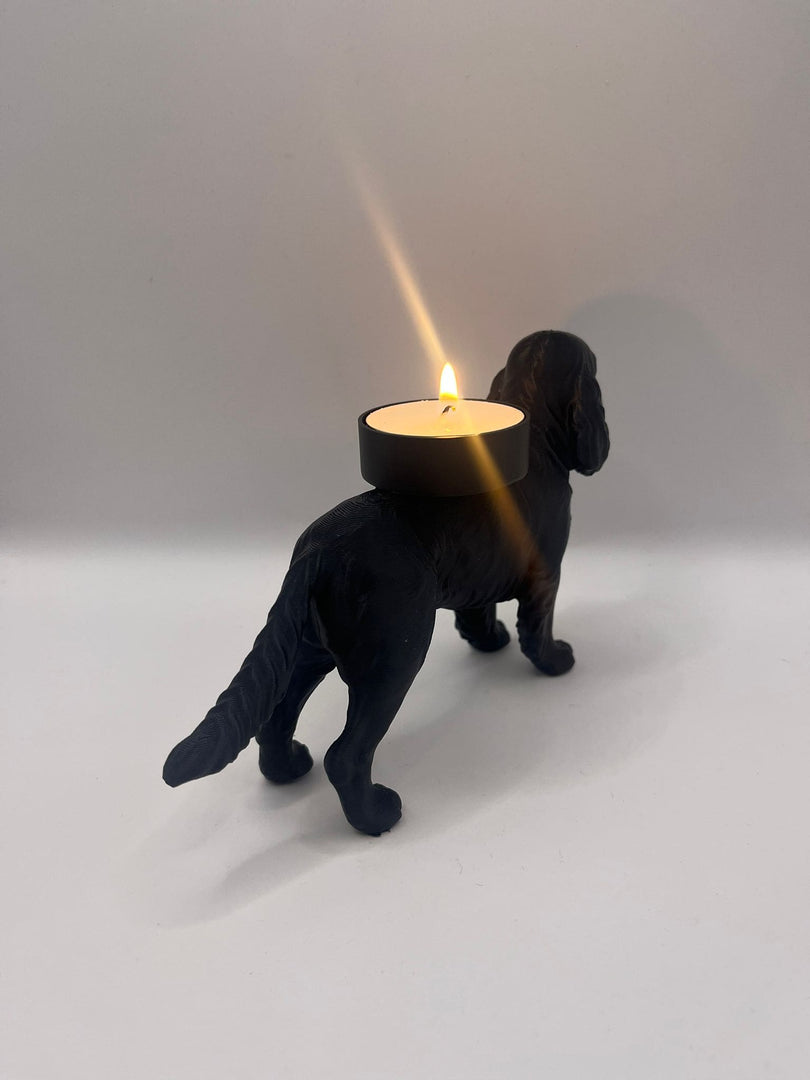 Waxinelichthouder Hond – Engelse cockerspaniël – Uniek Decoratief Theelicht – Stevig & Handgemaakt – Zwart, wit, bruin
