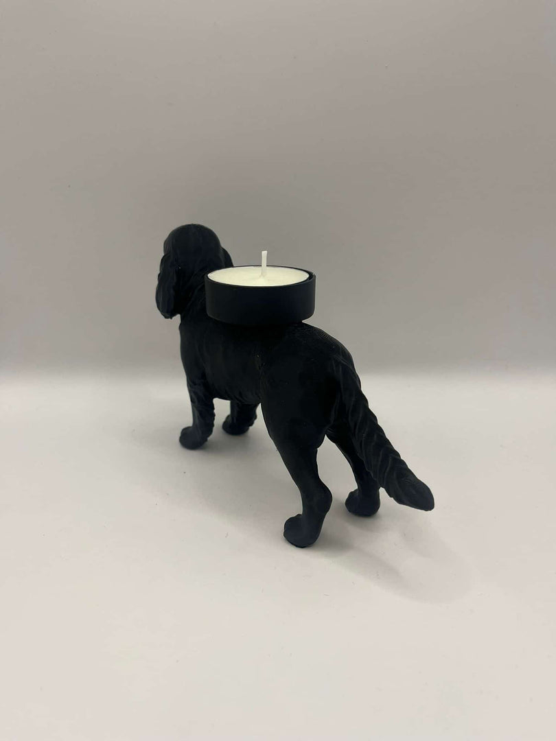 Waxinelichthouder hond in zwart PLA met theelichtje – waxinelichthouder hond