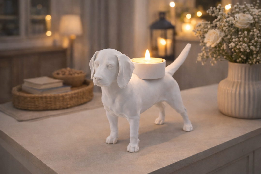Beagle-Teelichthalter mit LED – Einzigartiger Hunde-Teelichthalter für den Innenbereich