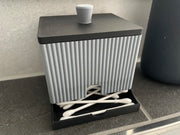 Ribbel wattenstaafjeshouder – luxe badkameropberger in grijs/zwart