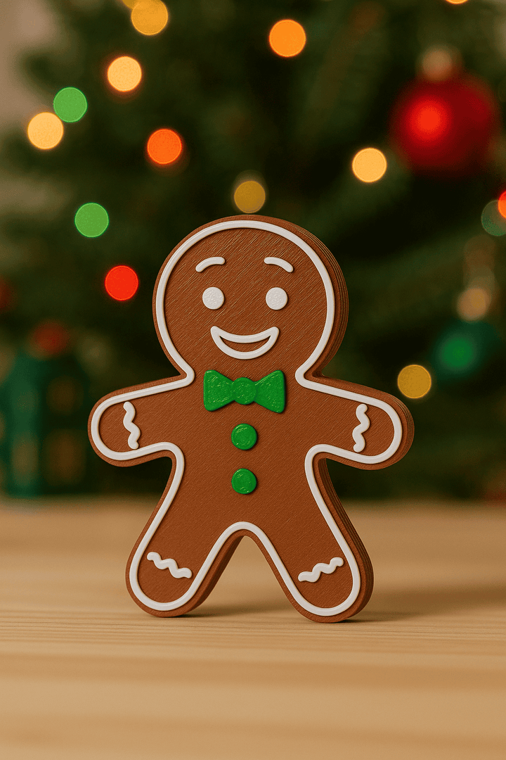 Middelgrote Peperkoekmannetje Deco op houten tafel