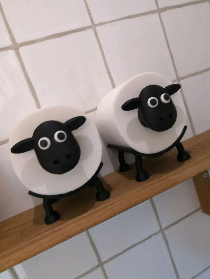WC-rolhouder Schaap – speels wanddesign – PLA – zwart – compacte & unieke toiletdecoratie