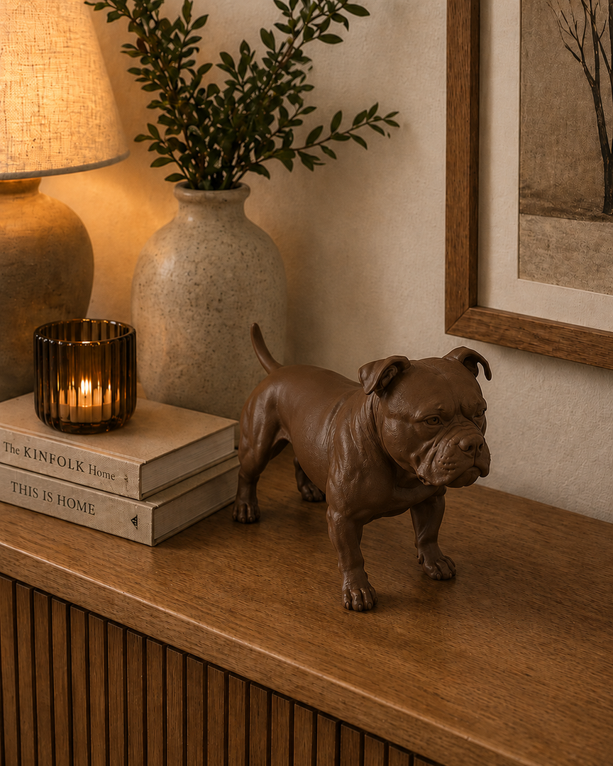 Bruin American Bully decoratiebeeld voor modern interieur