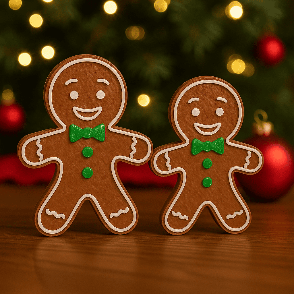 Peperkoekmannetjes Deco in kerstsfeer met warme lichtjes op achtergrond