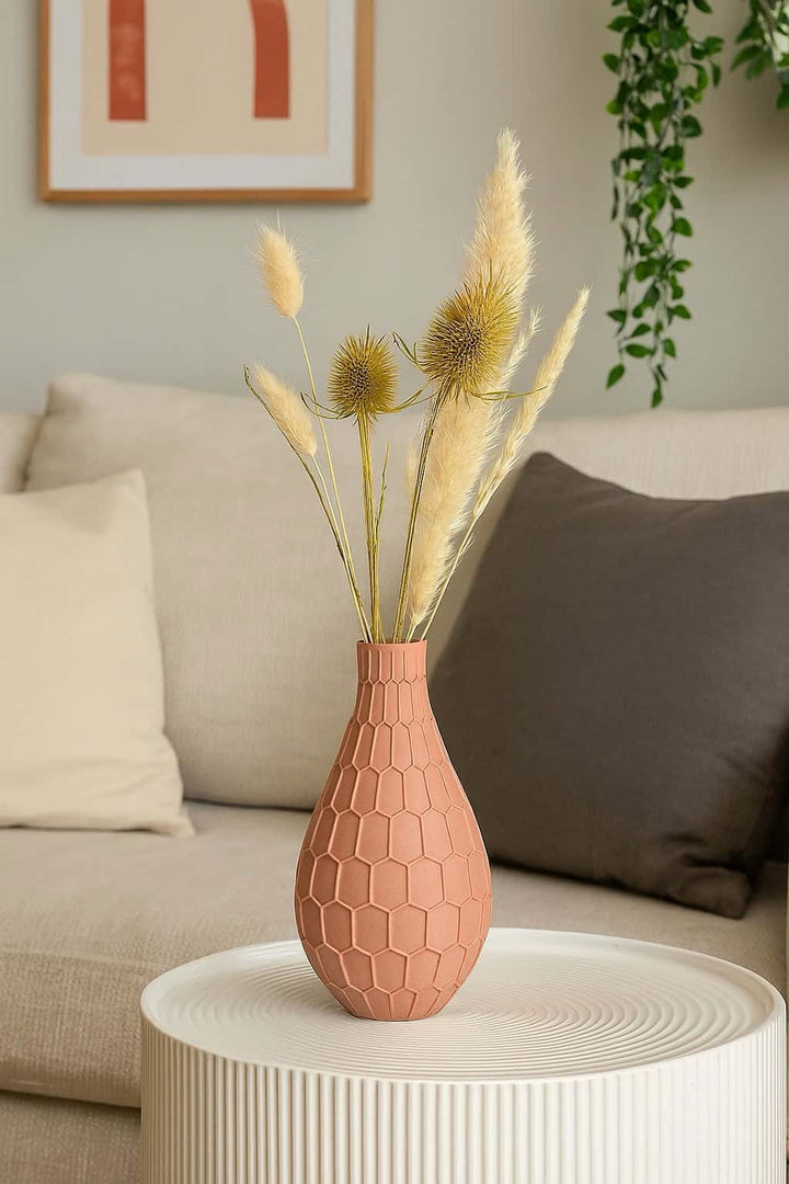 Siervaas – GeoLijn – PLA – zwart/wit/antraciet/zalmroze – 178×94 mm – geometrisch reliëf design