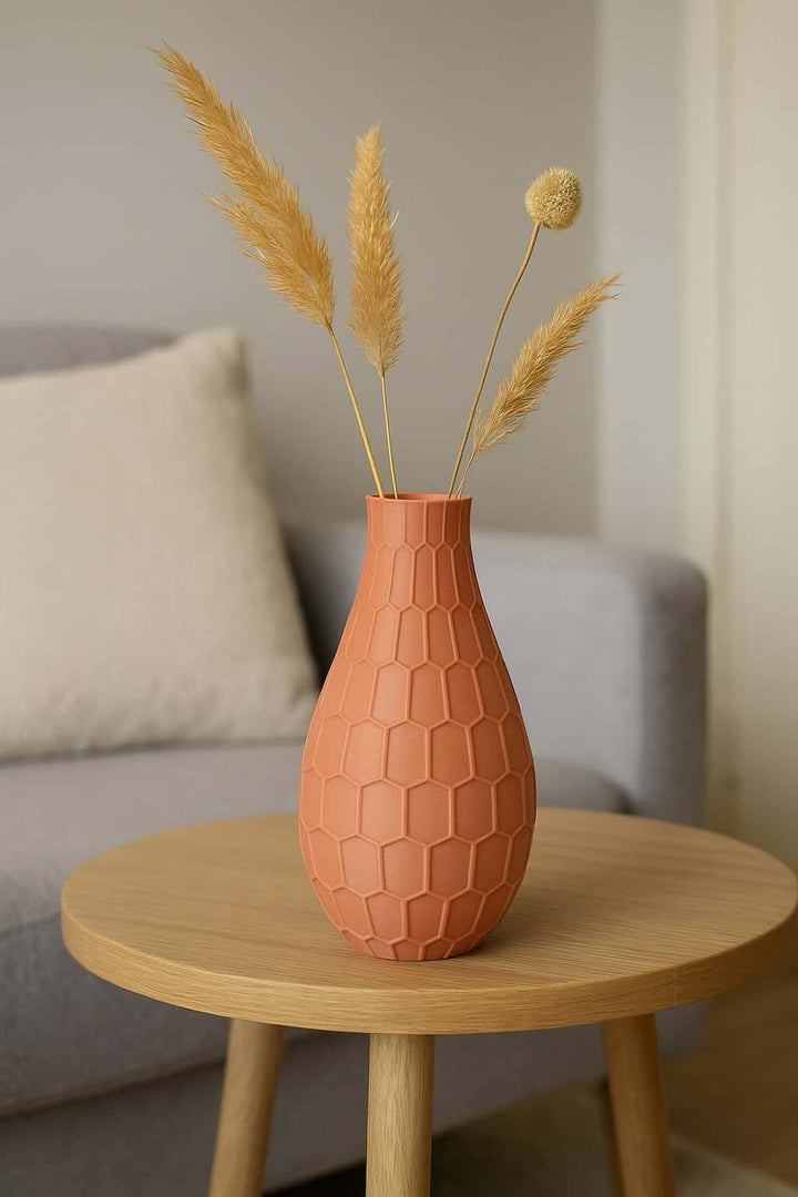 Siervaas – GeoLijn – PLA – zwart/wit/antraciet/zalmroze – 178×94 mm – geometrisch reliëf design