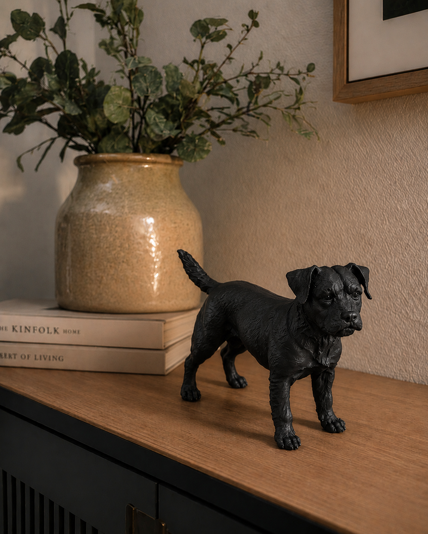 Zwart Border Terrier hondenbeeld als moderne woondecoratie