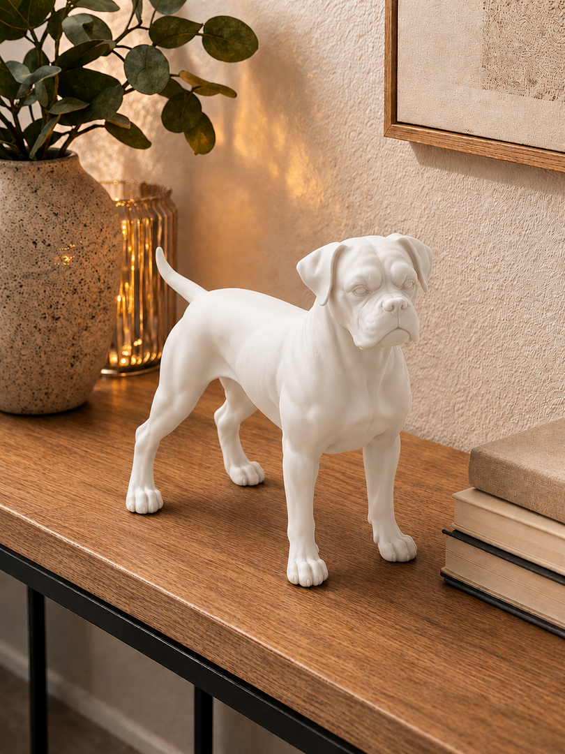 Wit Boxer hondenbeeld voor modern interieur
