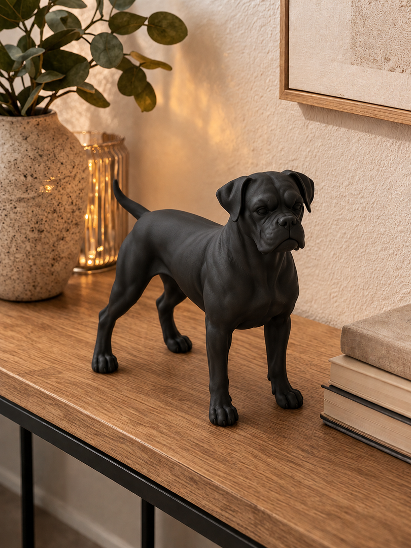 Zwart Boxer hondenbeeld als moderne woondecoratie