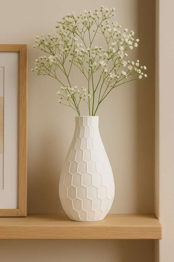 Siervaas – GeoLijn – PLA – zwart/wit/antraciet/zalmroze – 178×94 mm – geometrisch reliëf design