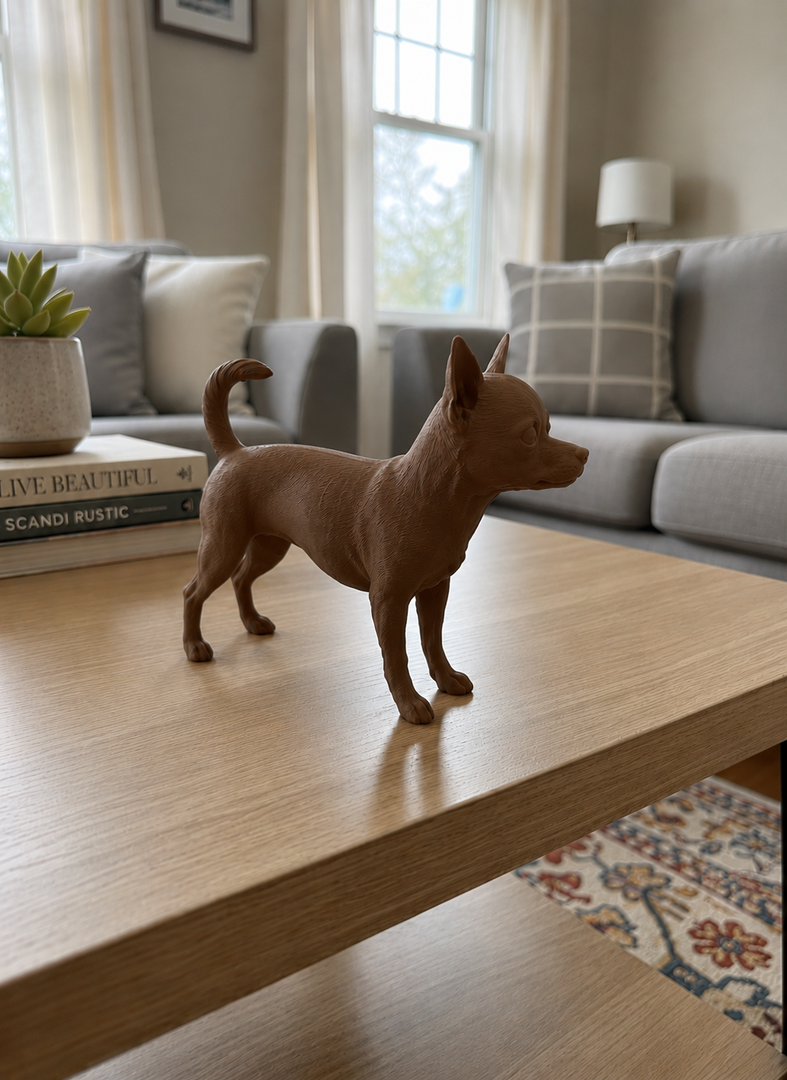 Bruin Chihuahua decoratiebeeld als stijlvolle interieurdecoratie