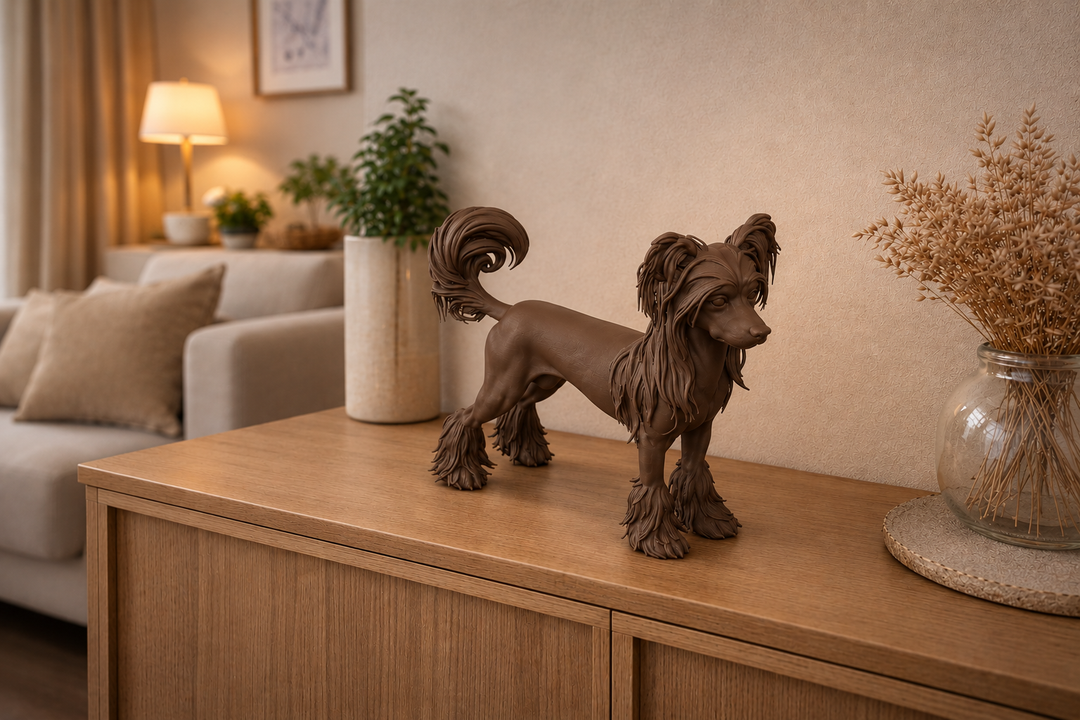 Bruin Chinese Naakthond decoratiebeeld als stijlvolle interieurdecoratie