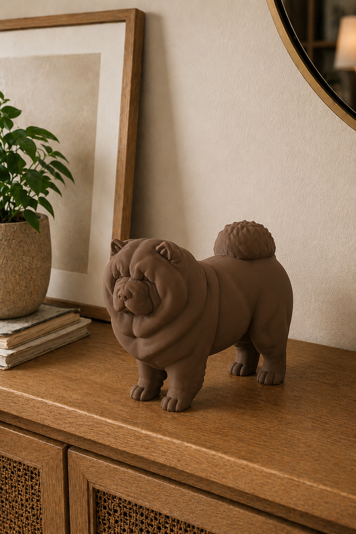 Bruin Chow Chow decoratiebeeld als stijlvolle interieurdecoratie