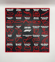 Formule 1 kalender 2026 3D circuit overzicht frontaal weergegeven