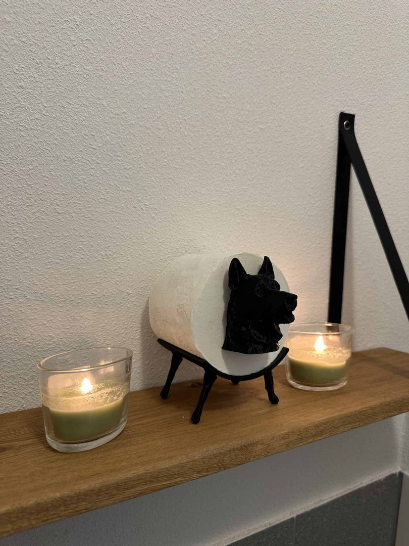 WC-Rolhouder Herder – Honden Decoratie – PLA – Zwart – Stijlvol & Uniek Design