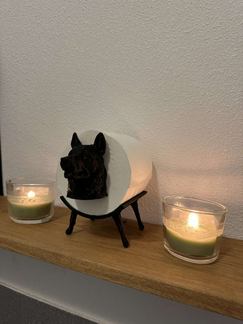 WC-Rolhouder Herder – Honden Decoratie – PLA – Zwart – Stijlvol & Uniek Design