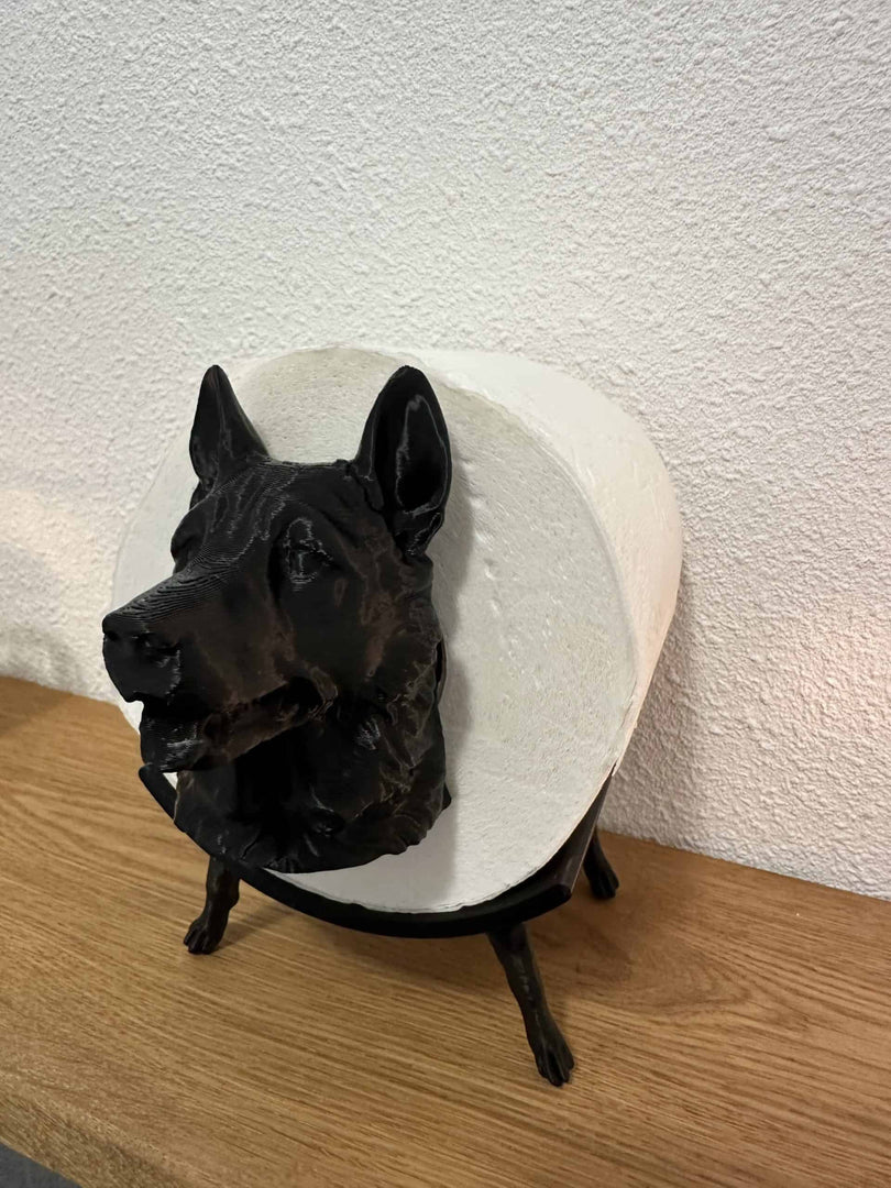 WC-Rolhouder Herder – Honden Decoratie – PLA – Zwart – Stijlvol & Uniek Design