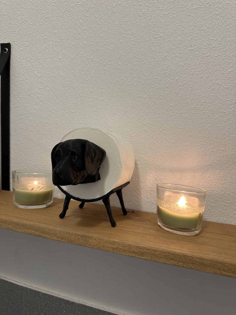 WC-Rolhouder Labrador – Honden Decoratie – PLA – Zwart/Bruin/Wit – Uniek & Speels Design