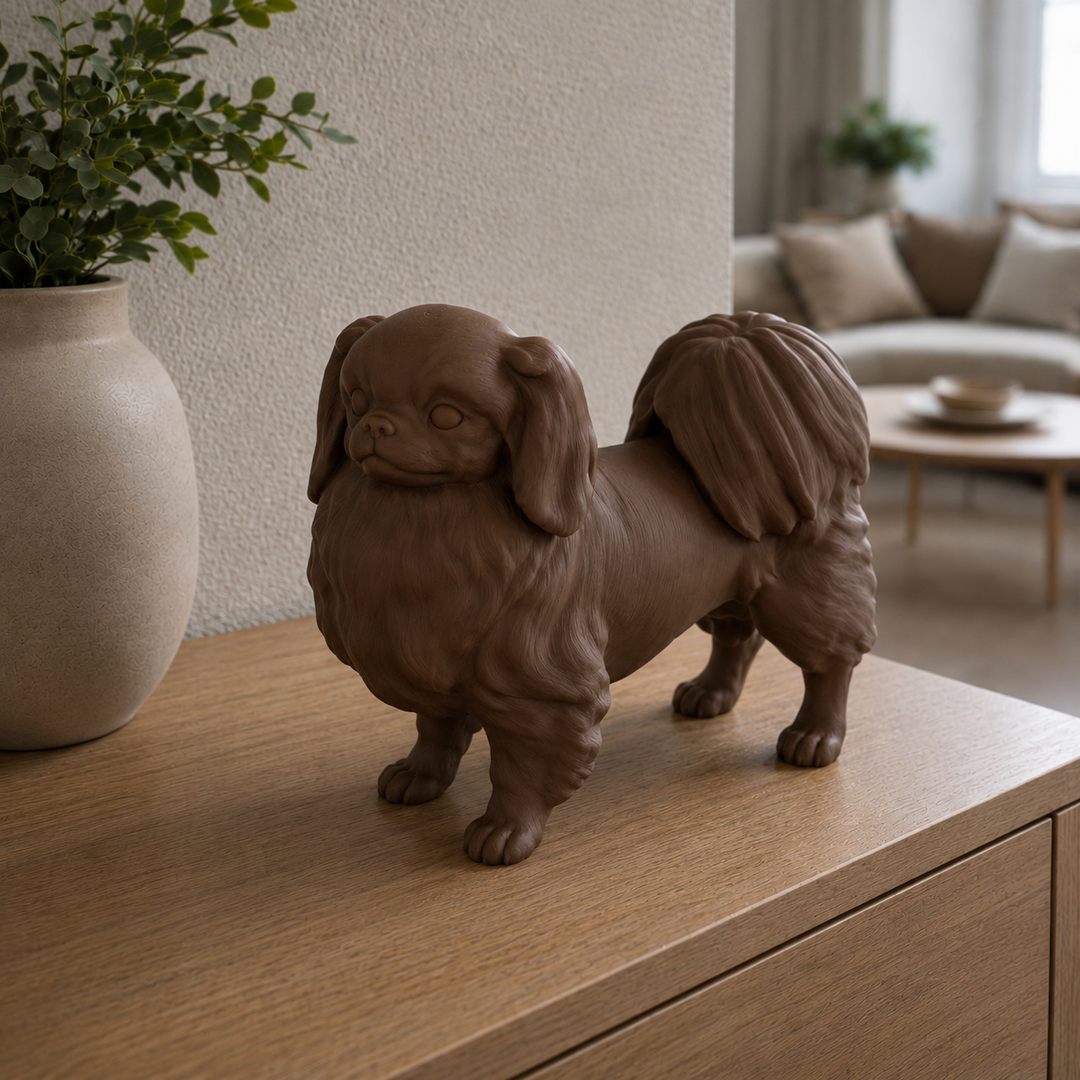 Bruin Japanse Chin decoratiebeeld als stijlvolle interieurdecoratie