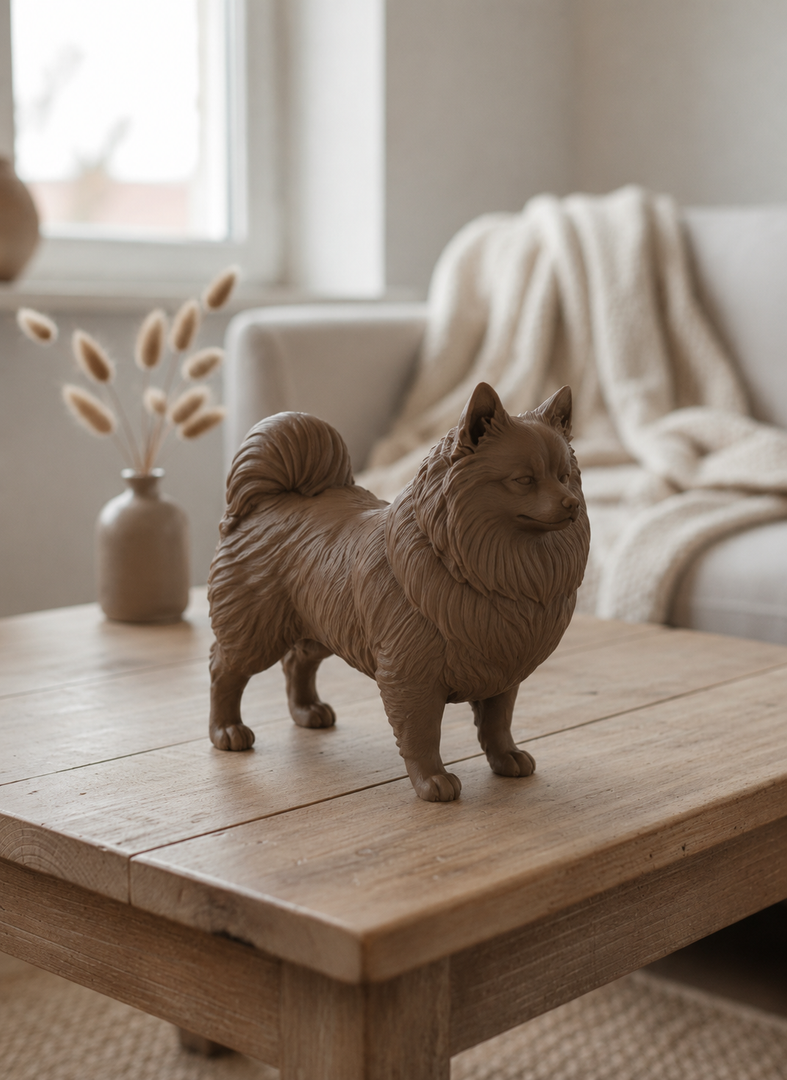 Bruin Keeshond decoratiebeeld als stijlvolle interieurdecoratie